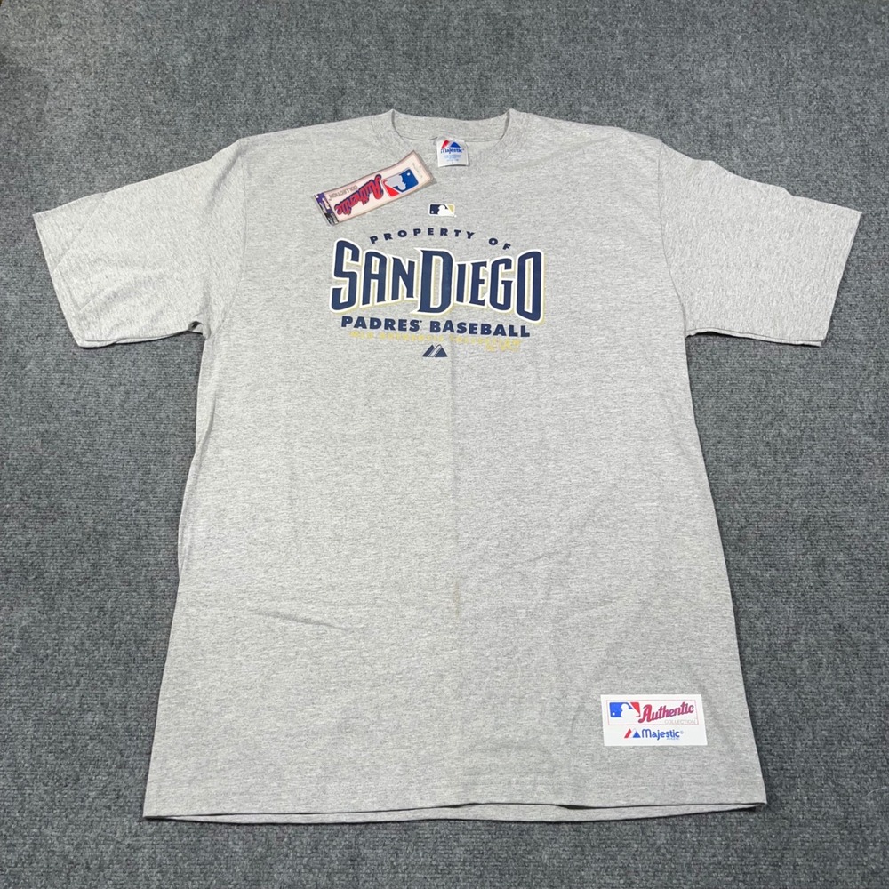 VTG Majestic San Diego Padres T-Shirt Mens Large MLB Authentic Collection Grey
